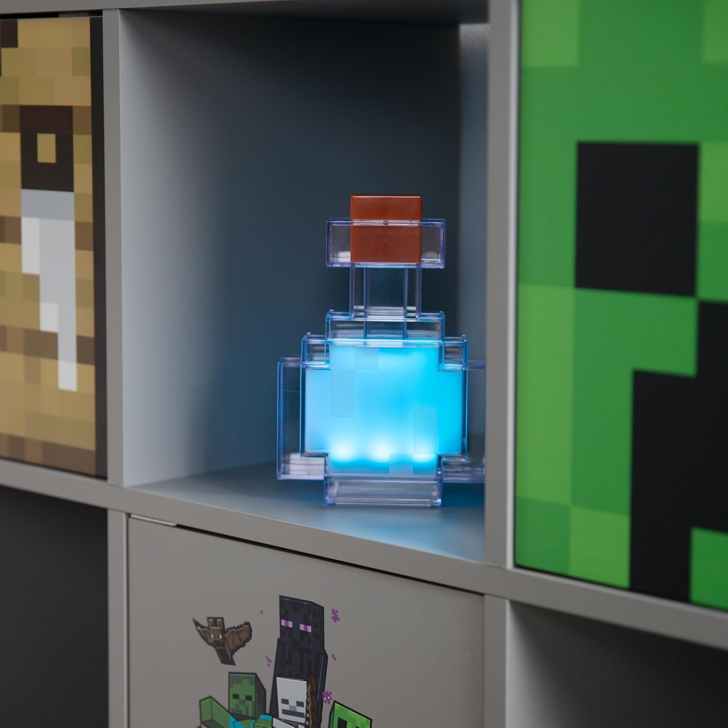 Minecraft: LED Night Lamp - Potion - 7" Night Light w/ 8 Color Modes, Shake for Color Change, Illuminate Up to 6hrs, USB, Game Themed Decor, Licensed