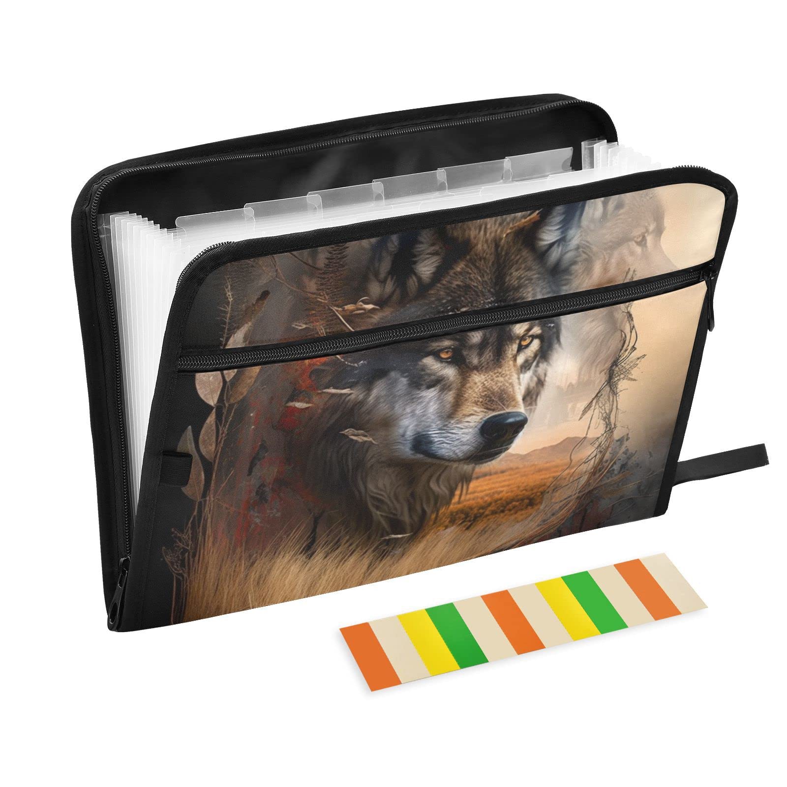 Silhueta de lobo em pasta de arquivo expansível ocidental, 13