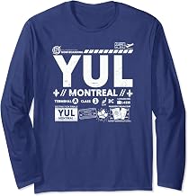 Vintage Montreal YUL Airport Code Travel Day Retro Tag Long Sleeve T-Shirt