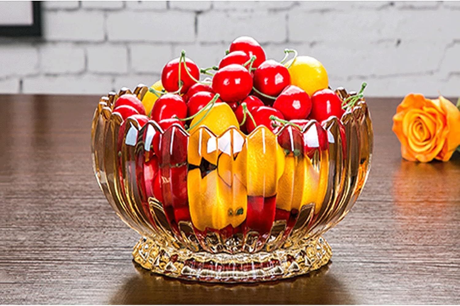 Countertop Fruit Bowl, Fruit Basket/Bowl Kitchen Counter Bowl Glass Bowls, Multi-Purpose Round, Candies, Snacks, Serving