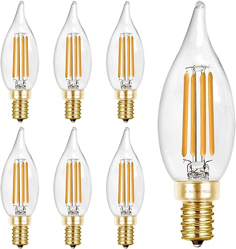 Hizashi - Bombillas led con base E12 tipo llama de vela, equivalentes a 40 W, CRI de más de 90, regulables, 4 W, 450 lm, blanco cálido suave de 2700