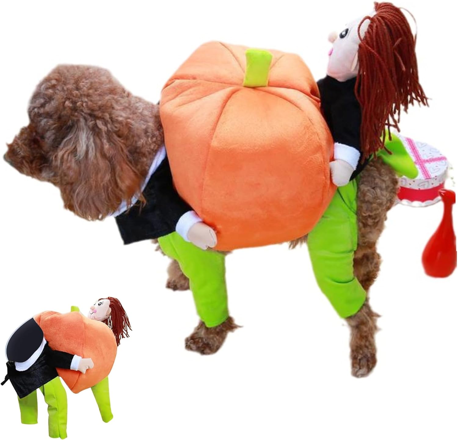 Halloween Dog Costumes Pumpkin,Funny Pet Dog Cat Clothes,Carrying Pumpkin Costume