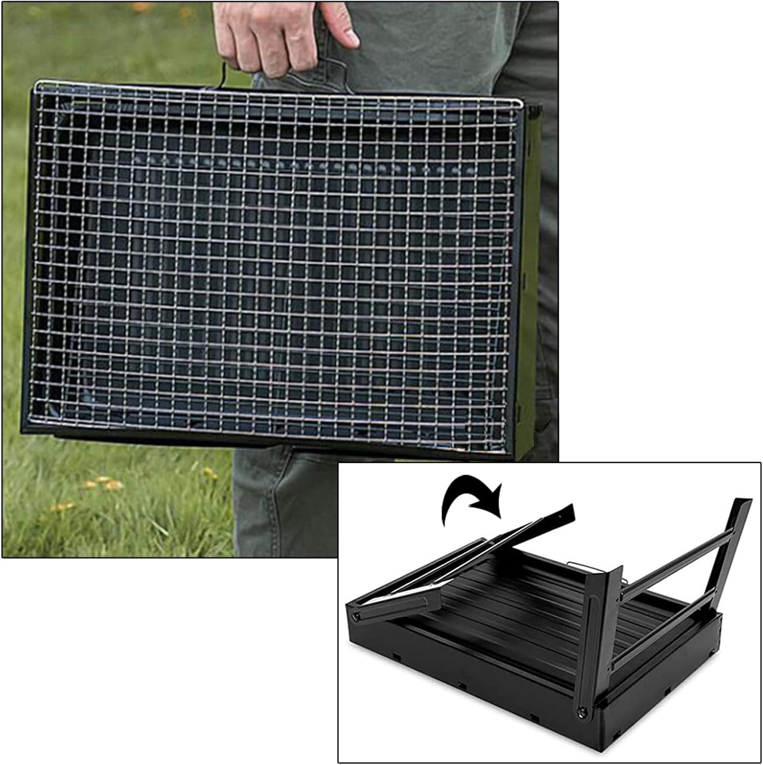 Large 17" Portable Folding Barbecue Grill Charcoal Lightweight Barbecue Grill Tools for Outdoor Grilling Cooking Camping Hiking Picnics Tailgating Backpacking Party