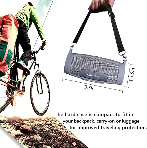 Miniatura 3 de LTGEM Funda de silicona para altavoz JBL Charge 4, funda protectora de viaje de gel suave, bolsa de goma impermeable con correa para el hombro (azul)