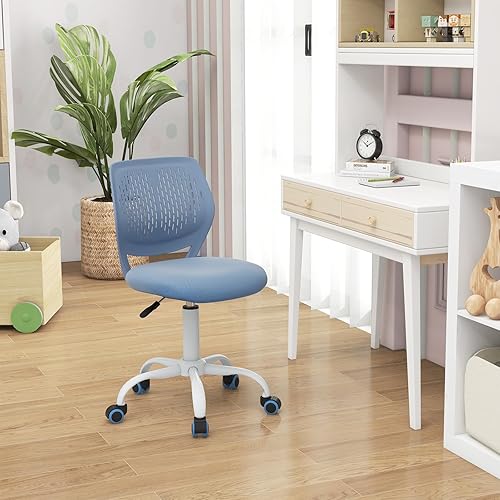 Miniatura 8 de Giantex Silla de escritorio moderna para niños, silla de estudio sin brazos con altura ajustable, silla de oficina ergonómica con ruedas, silla de