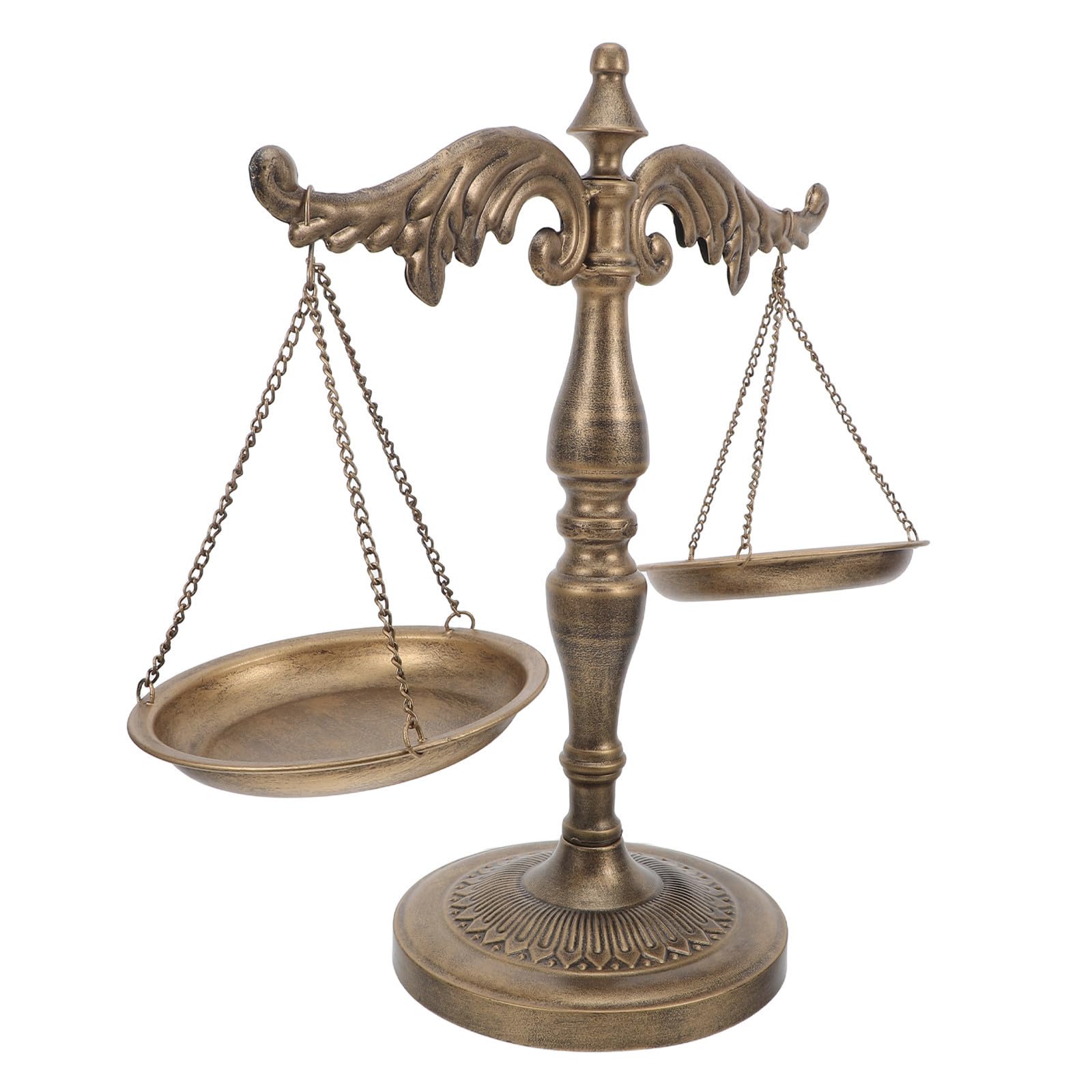 VILLCASE Scultura Bilancia della Giustizia in Metallo Antico, Decorazione per Scrivania Ufficio e Studio Legale, Bilancia Vintage Effetto Oro, Accessorio per Avvocati e Studenti