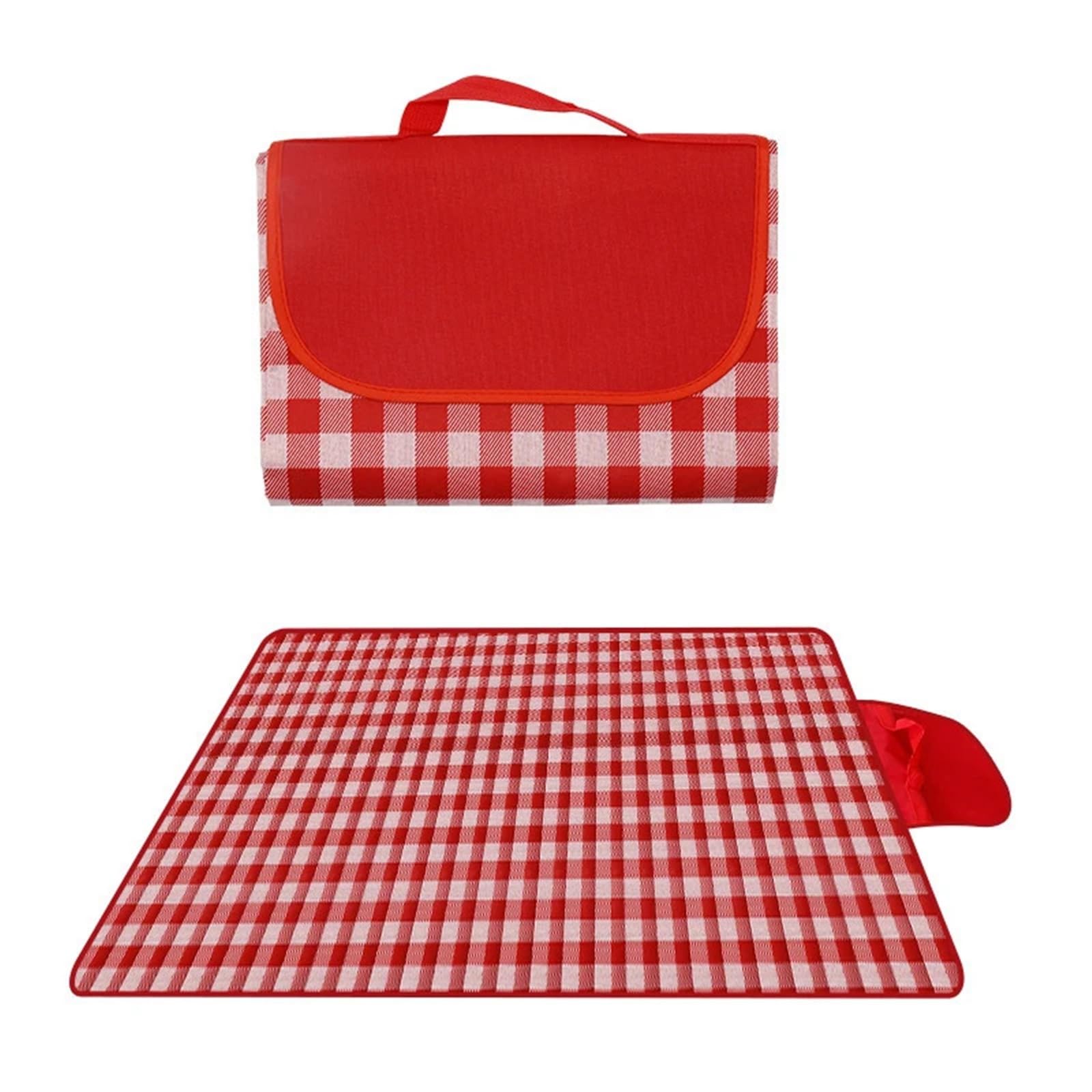 Grande tappetino da picnic impermeabile – Coperta da spiaggia pieghevole portatile per viaggi all'aperto & trekking plaid design (rosso 100 x 150 cm) – ideale per picnic in famiglia e campeggio
