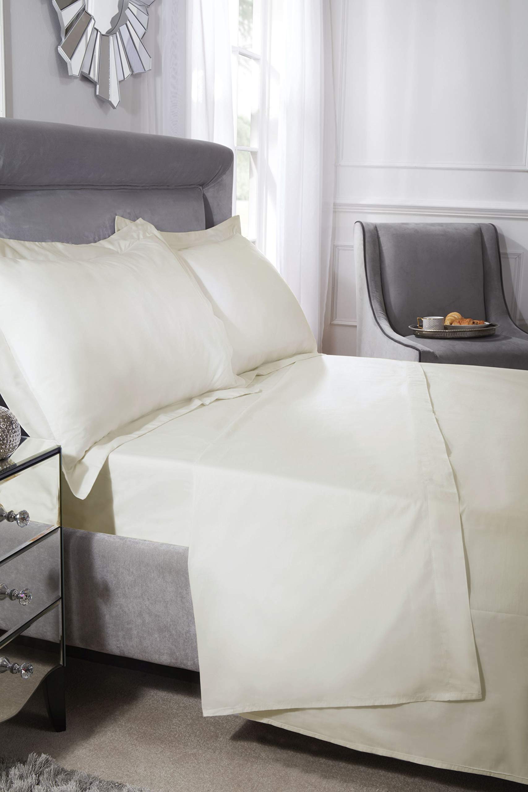 Emma Barclay 400 Thread Count Cotton - Flat Sheet in Cream - King
