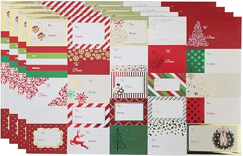 Etiquetas engomadas de Navidad, pegatinas autoadhesivas de regalo de vacaciones para decoración de papel de regalo (100 unidades)