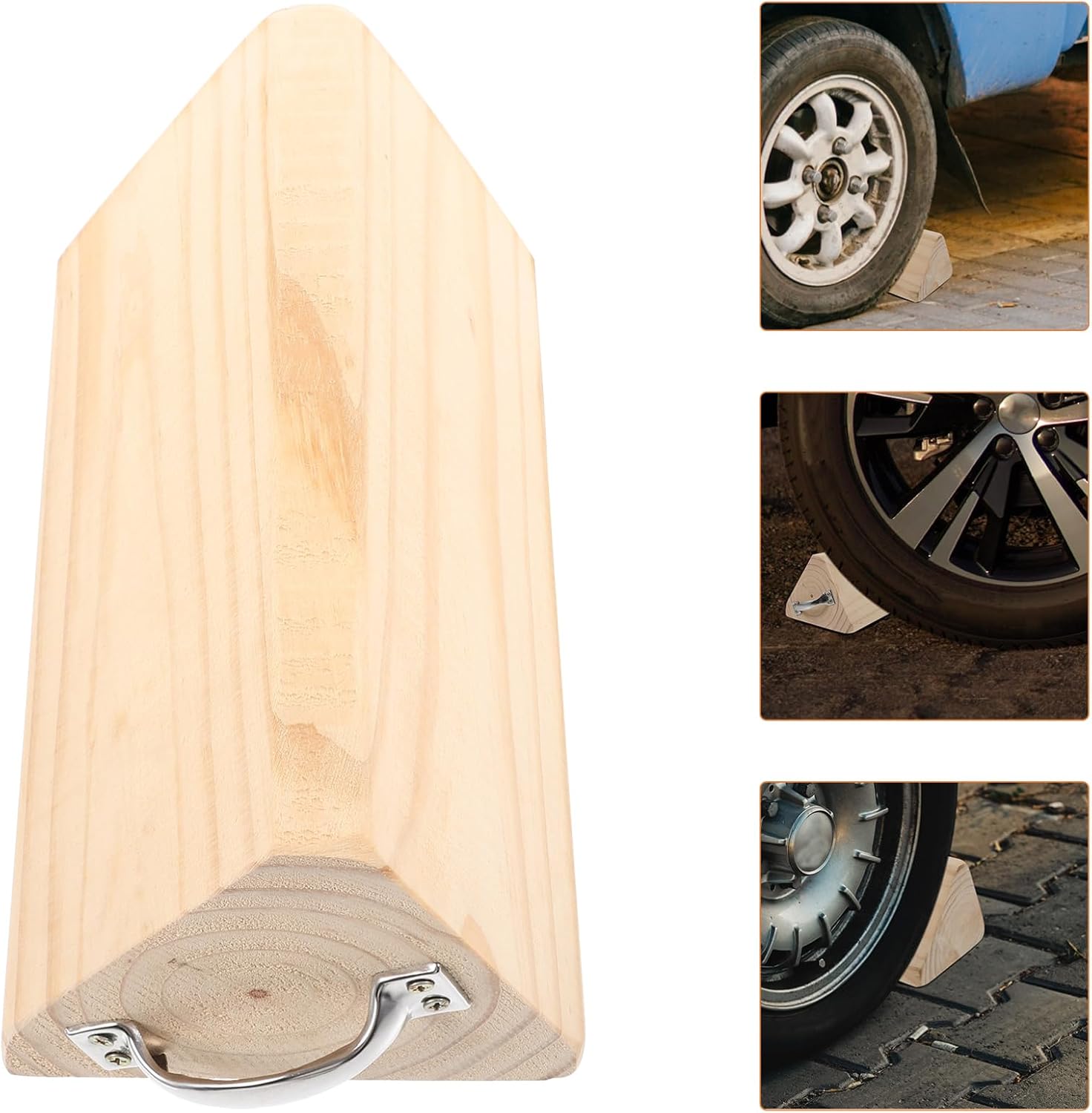 Amosfun Tire Chocks for Trucks and Cars Durable Skid Wheel Stop Design for Easy Installation Reliable Wheel Chock for Travel Trailers