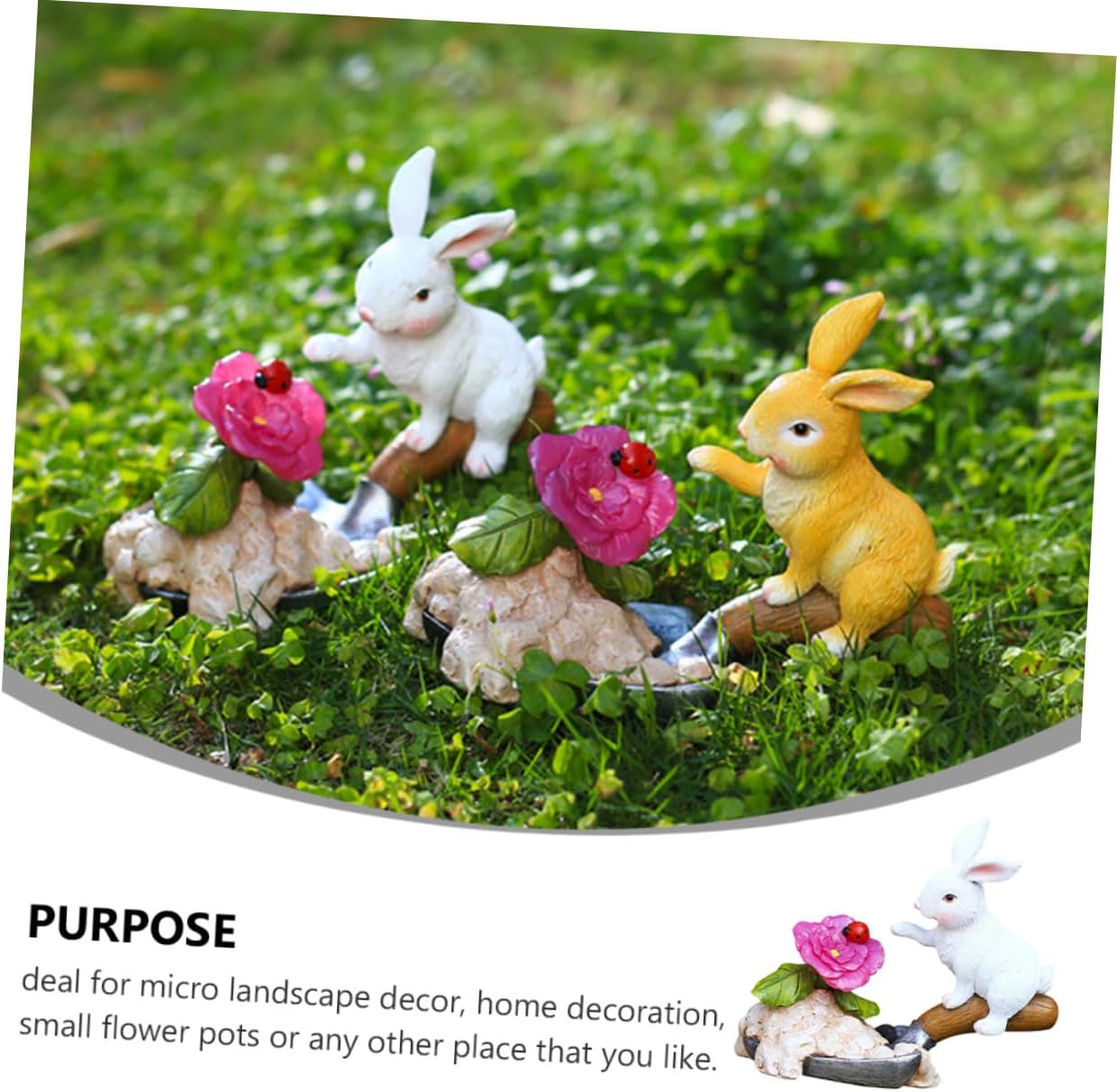 Outdoor Solar Rabbit Lamp Garden Decoration White Resin Bunny Figurine Patio Courtyard Solar-Powered Night Light for Lawn and Balcony