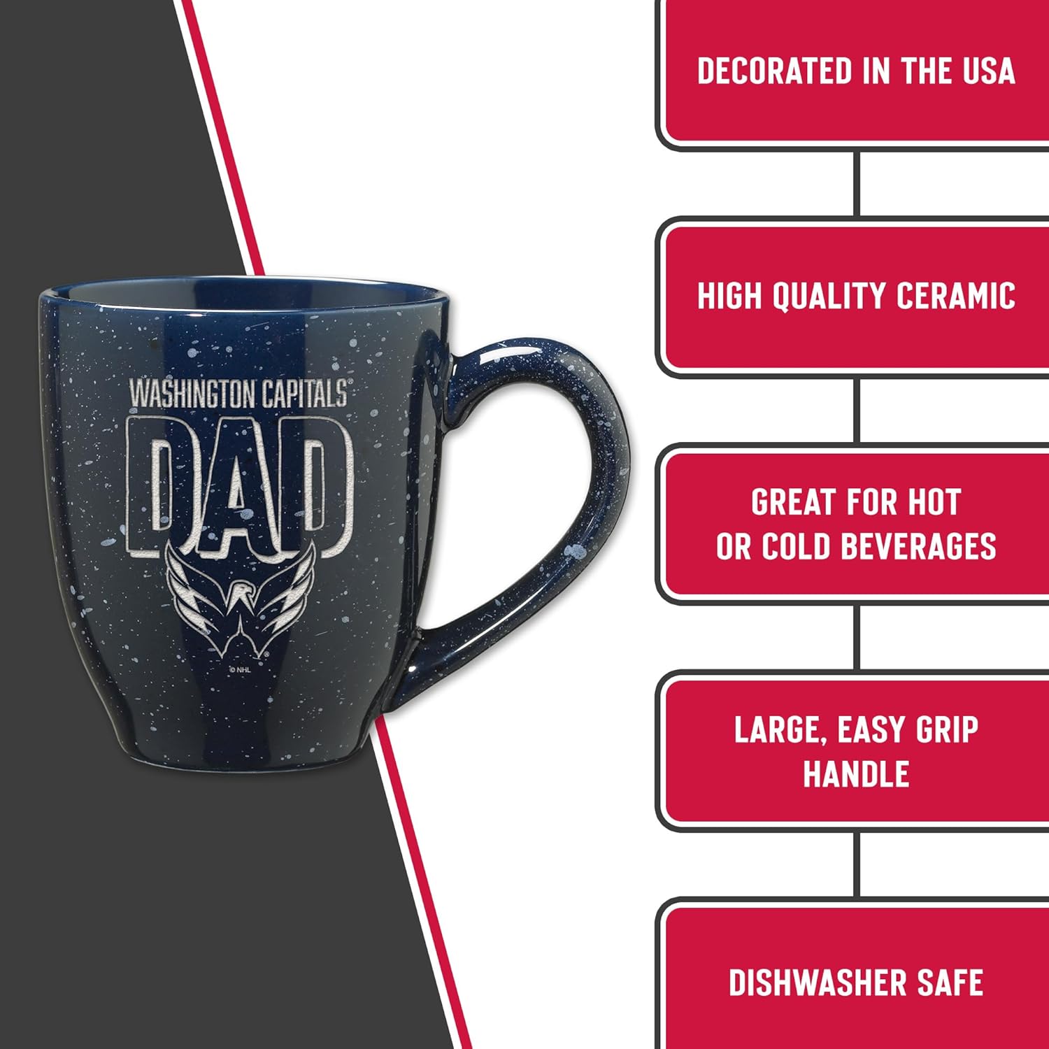 Rico Industries NHL Hockey Seattle Kraken Dad Alternate 16 oz Team Color Laser Engraved Speckled Ceramic Coffee Mug - Image 5
