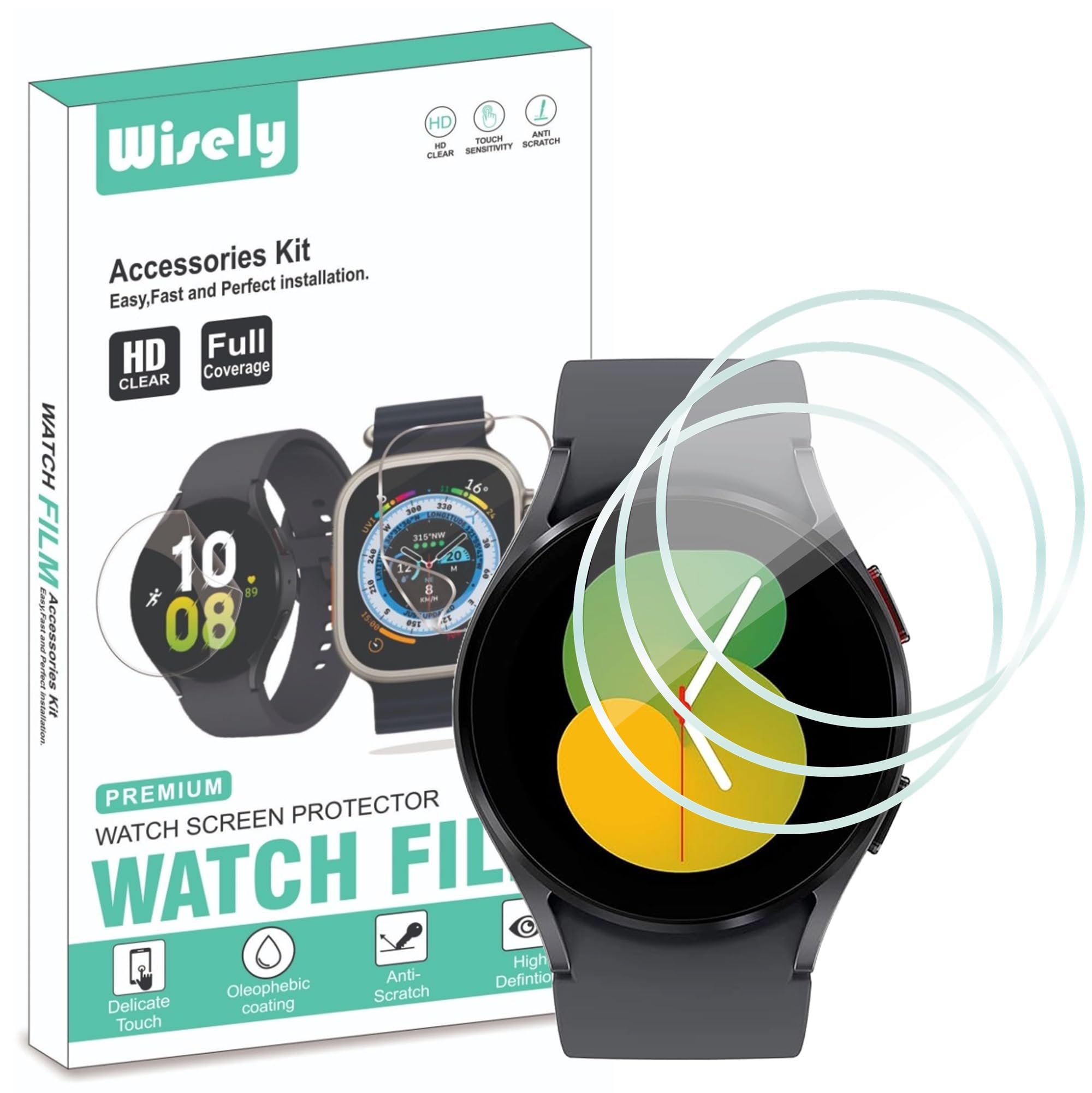 Wisely (Pack 3 Premium Screen Guard Protector for Samsung Galaxy Watch 4 / Watch 5 / Watch 6 / Watch 7 (44mm) (1.4" inch), Easy installation kit, HD Clear (B0DHY2KQV2) Amazon Price History, Amazon Price Tracker