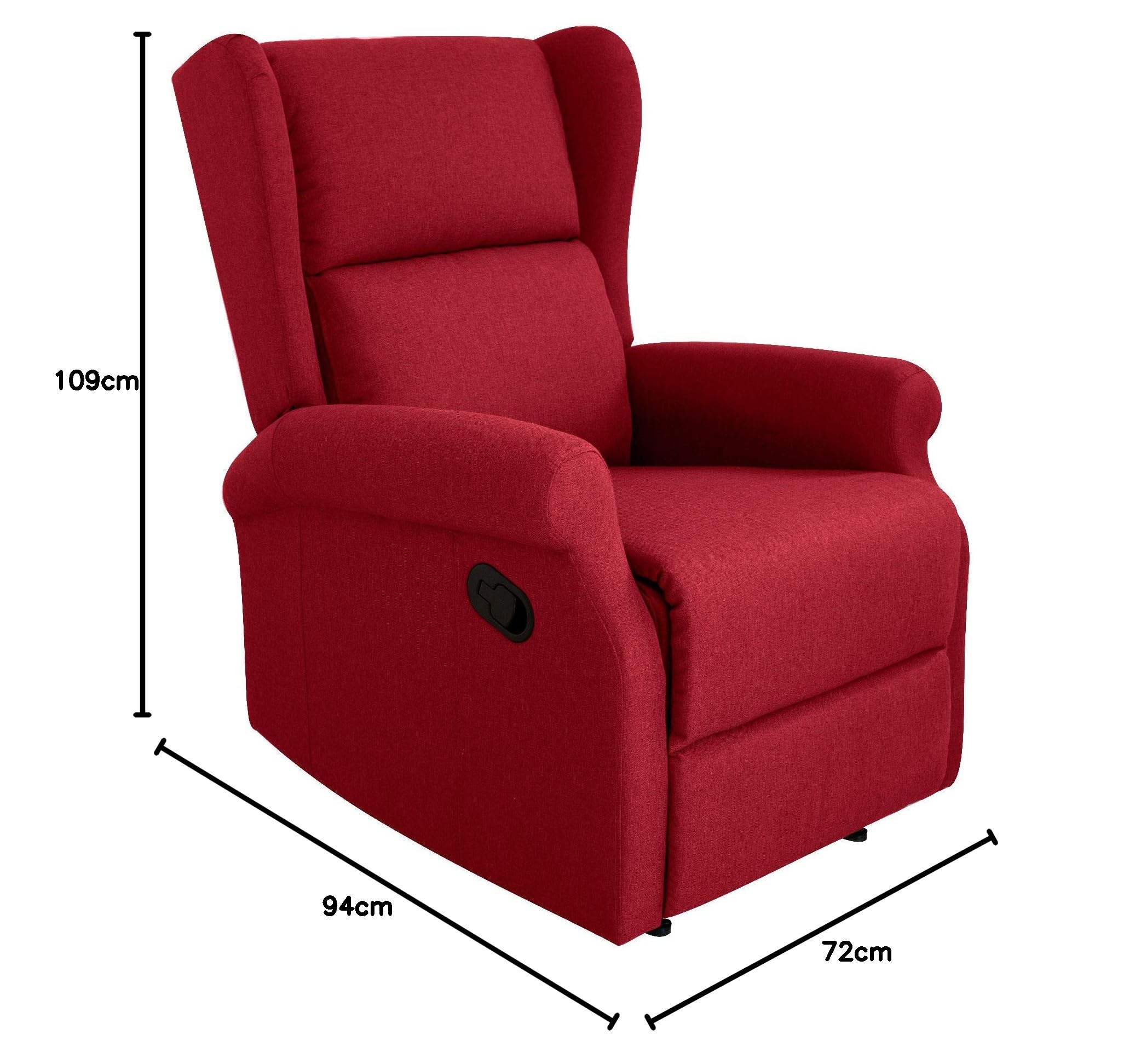 Gardenia - Sillón Relax reclinable Manual de Tela, Color Burdeos