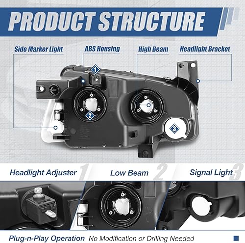 Miniatura 4 de Faros HL-OH-CHA05-4P-VR, carcasa negra reflector ámbar