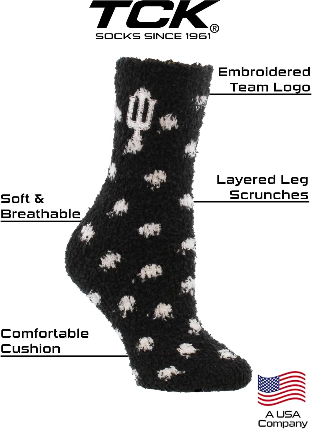 TCK NCAA College Fuzzy Socks For Women & Men, Warm and Cozy Socks Womens Licensed University Sock