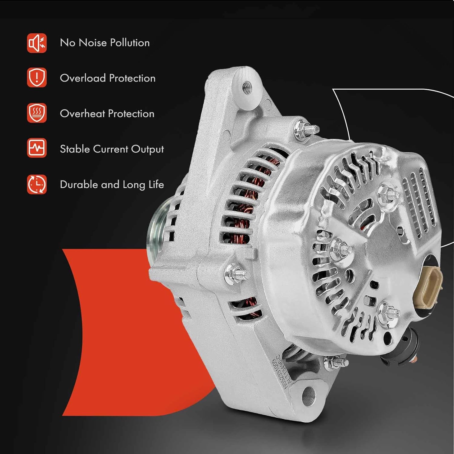 A-Premium Alternator Compatible with Toyota 4Runner 1993-1995, Pickup 1993-1995, T100 1993-1994, 3.0L, 12V 60A 4-Groove Pulley Clockwise, Replace# 2706065040, 2706065050