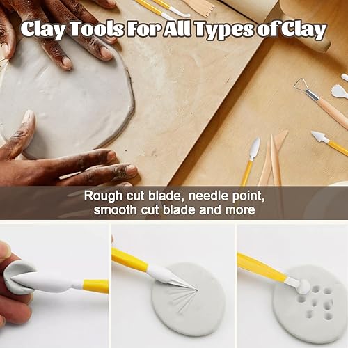 Miniatura 7 de Kit de cerámica de arcilla seca al aire  Cayo de secado al aire para principiantes, kit de arcilla para adultos, juego de cerámica hecho en casa,