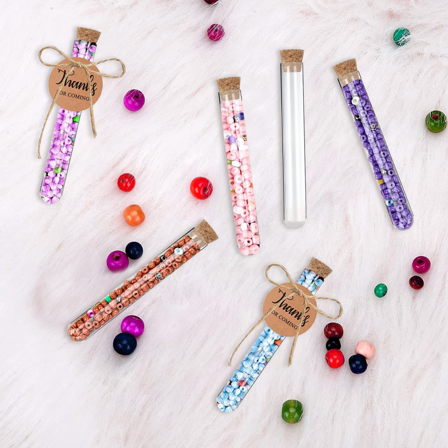 36 Tubes à Essai Plastique Avec Bouchon Liège + Étiquettes Et Corde - Idéal DIY