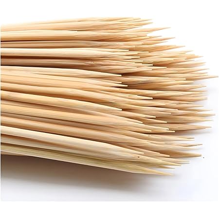 DTmasao 200PCS 6 inch Bamboo Skewers for wooden sticks， BBQ，Appetiser，Fruit，Cocktail，Kabob，Chocolate Fountain，Grilling，Kitchen，crafting and Party. Φ=3mm, More Size Choices 8"/10"/12"