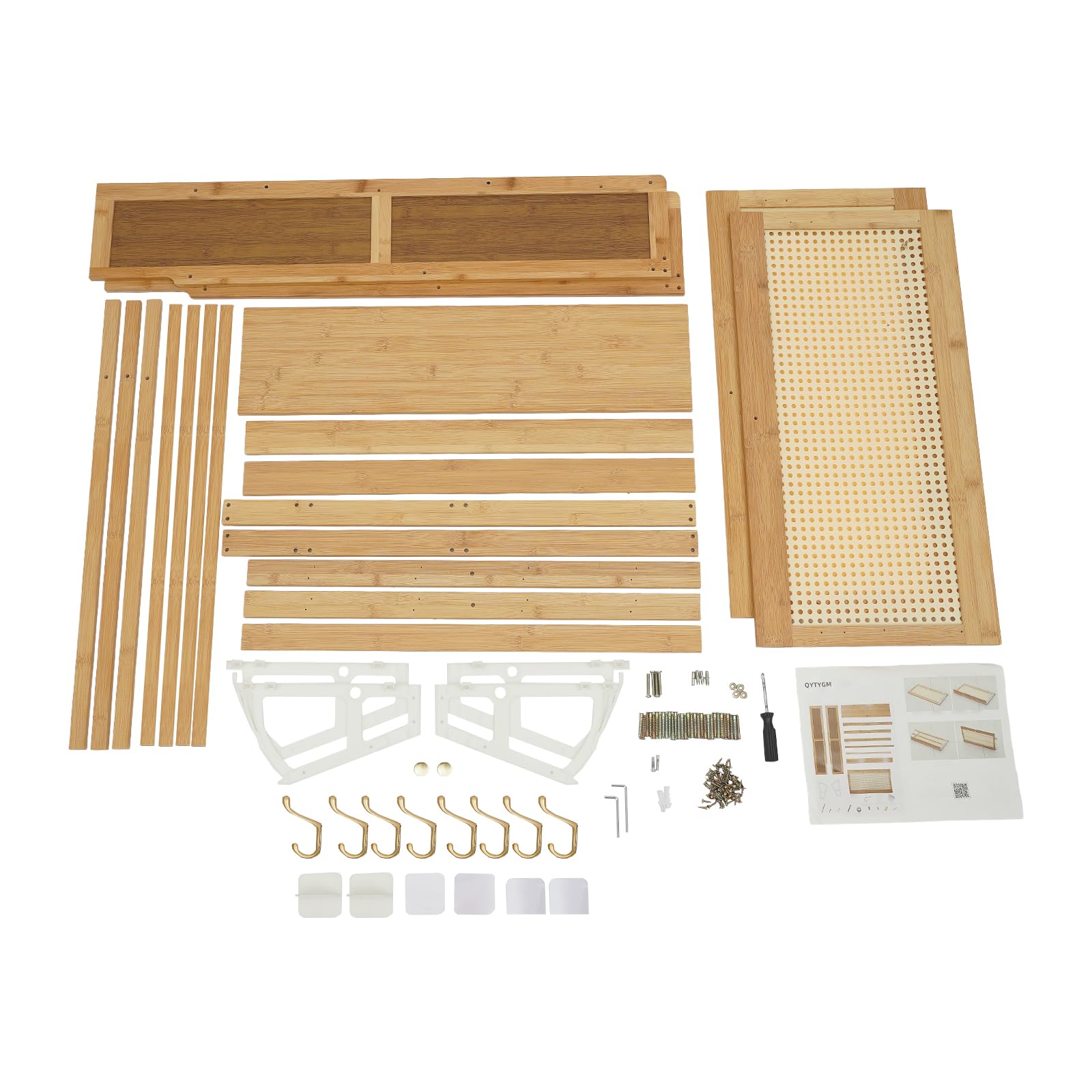 Schuhschrank aus Bambus mit 2 Türen und Abnehmbare Ablage, Schuhregal Freistehend für 12–18 Paar, Schuhkommode für Eingang, Flur, Diele, Eingangsbereich 60x32x94 cm