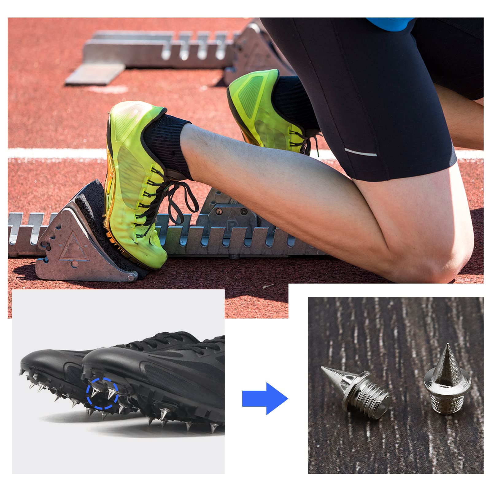 SING F LTD 30PCS 7mm Track Shoe Spikes with Spike Wrench Replacement Steel Spikes for Sports Shoes Long Jump Track and Field Sprint Silver