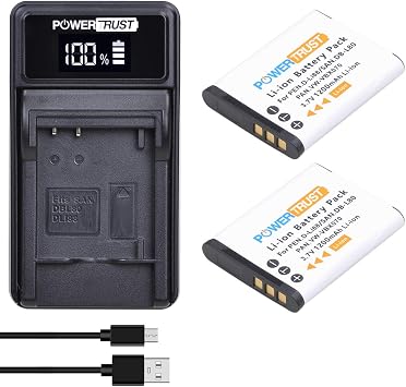 2Pcs D-Li88 DLI88 Battery + LED USB Charger for Pentax DB-L80 VW-VBX070 D-Li88 Pentax Optio H90 P70 P80 W90 WS80 Camera Batteries