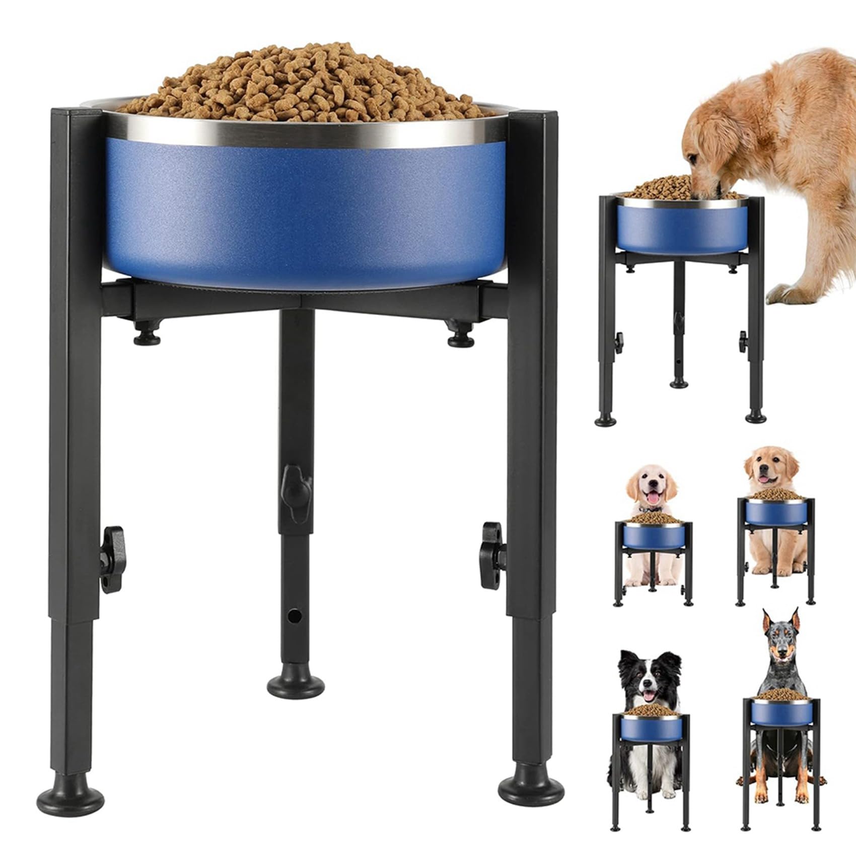 2X Support Gamelle pour Chien, Support Nourriture pour Chien Haut et Réglable, Support Gamelle Surélevé pour Chien, Distributeur d'eau Surélevé pour Chien Taille Moyenne et Grande