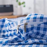 Vista 3 de FADFAY Juego de funda de edredón de cuadrícula azul, tamaño individual, 100% algodón, ultra suave, a cuadros, reversible, con cierre de cremallera