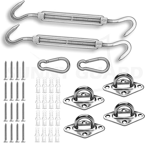 Miniatura 7 de SUNNY GUARD Kit de herrajes de acero inoxidable 304 de 8 pulgadas para instalación de toldo rectangular para patio trasero, terraza, patio, jardín,