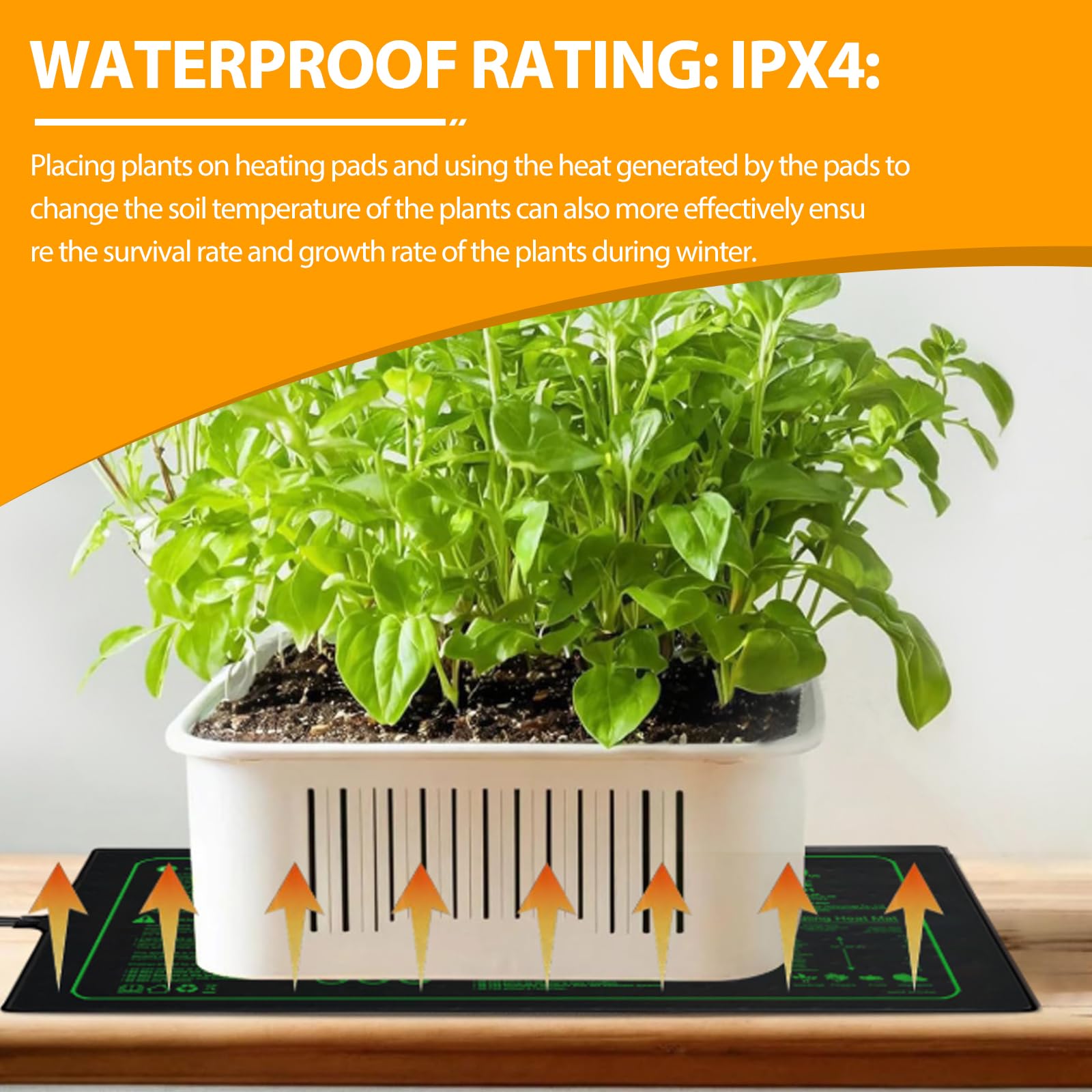 GOMETY - Alfombra térmica para plantas con termostato, 50 W impermeable para siembra y germinación, alfombra calefactora ajustable 52,5 x 25 cm para plantas, animales y reptiles