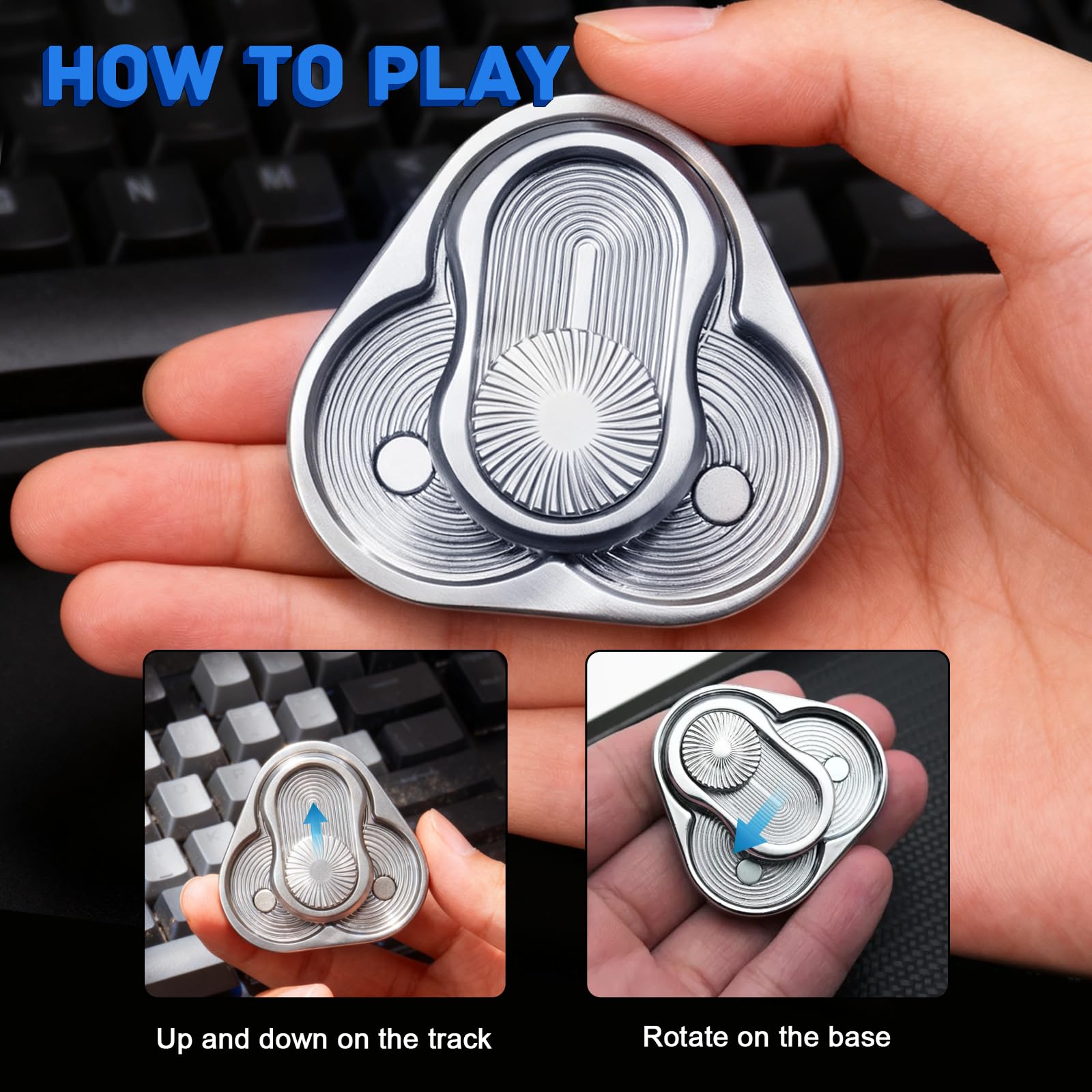 Fidget Toys Adults,Stress Relief Toys Adults,Triangular Spinner Slider for ADHD Autism Anxiety Stress Relief Sensory Toy,Mini Portable Slider Spinner Toy Anxiety Stress Relief - Image 4