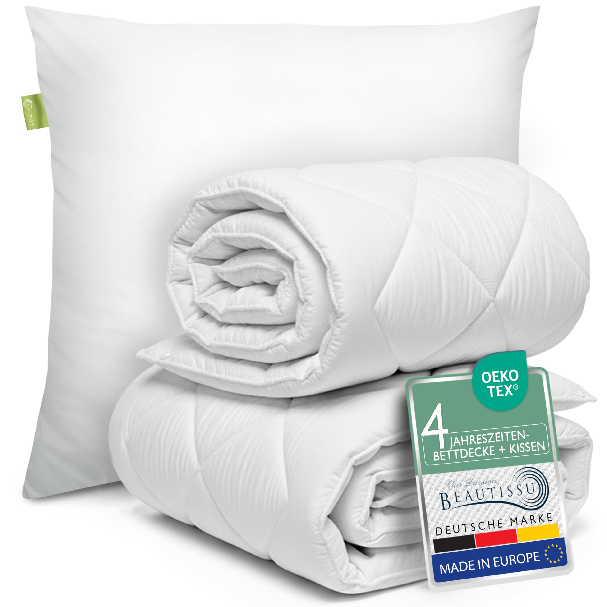 Beautissu Bettdecke und Kissen Set 4 Jahreszeiten 135x200 & 80x80