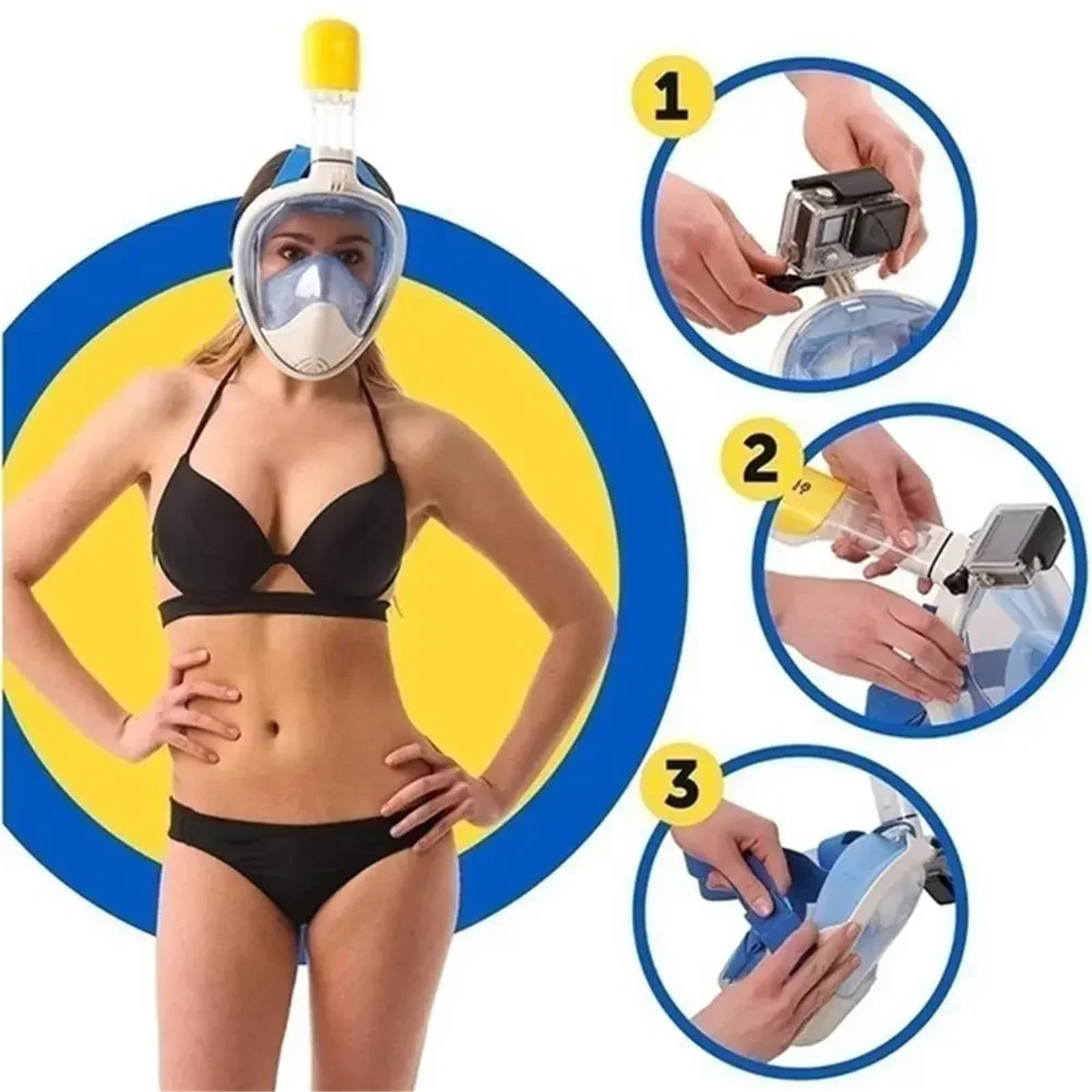 Masques de plongée Masque de plongée pour la Natation, Masque intégral antibuée pour la plongée en apnée, Masque de Chasse sous-Marine Masque(01,S/M)