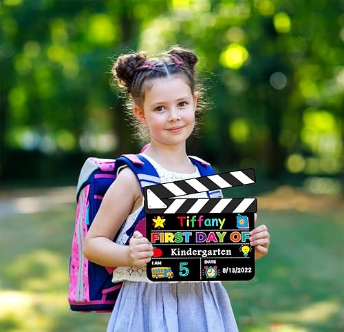 Miniatura 3 de FLYAB Letrero de pizarra para el primer y último día de escuela, tablero de doble cara personalizado para el primer día de regreso a clases, para