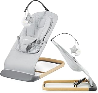 Moby-System Baby Lounger & Rocker Chair 2-in-1 - Adjustable Reclining Bouncer with Removable Mattress, 3-Position Tilt, Easy-Fold Design - Comfortable Cradle for Rest & Play, Up to 9kg - Grey