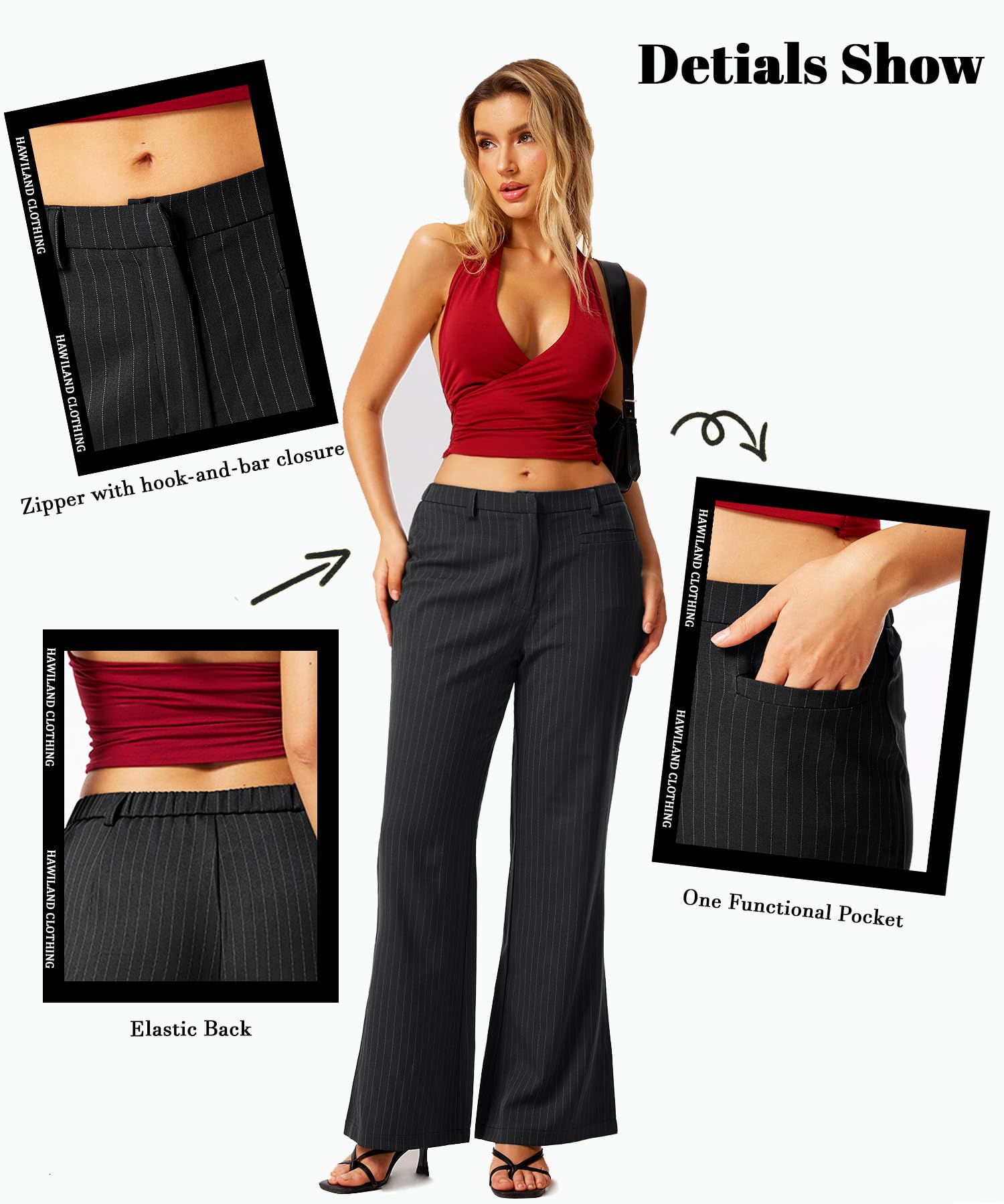 HAWILAND Pantalon de costume rayé pour femme