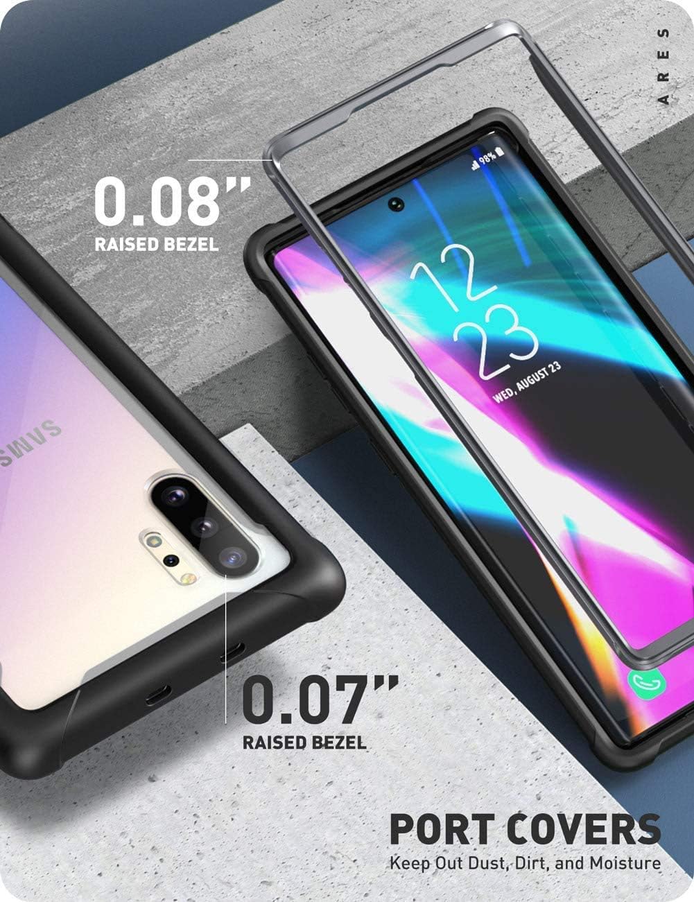 i-Blason Ares Series Dual Layer Rugged Clear Bumper Case for Samsung Galaxy Note 10 Plus, Black