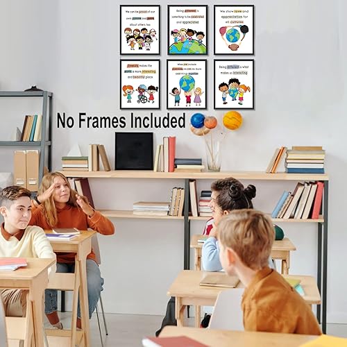 Miniatura 3 de TANXM Póster de armonía para niños, decoración artística de pared para educadores, arte de pared de autoestima positiva, impresión artística de