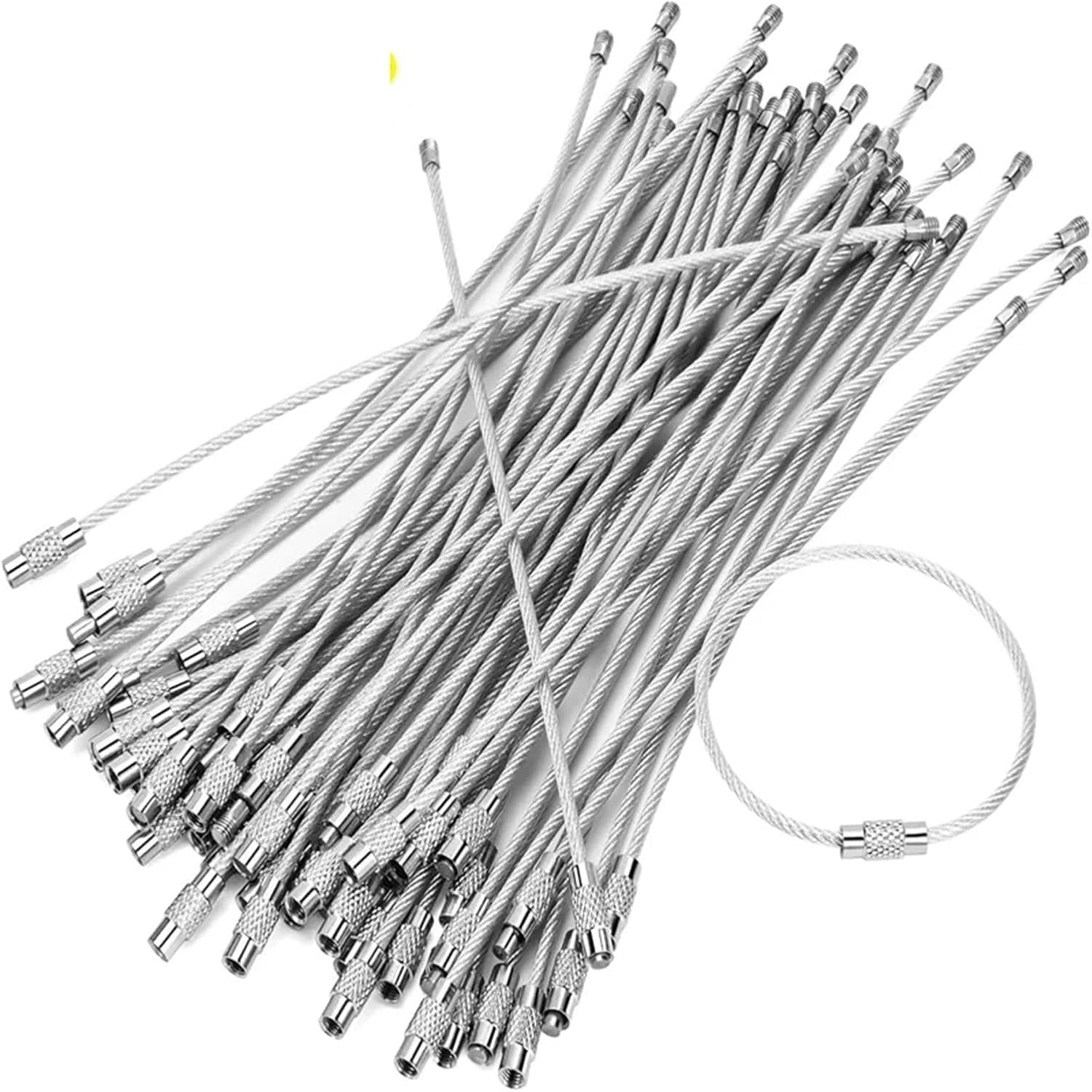 NIYANETAIL Stainless Steel Wire Key Ring Cable, 15 cm x 1.5 mm, Screw Lock Key Holder for Keys, Tags & Accessories (Pack of 4)-image-28