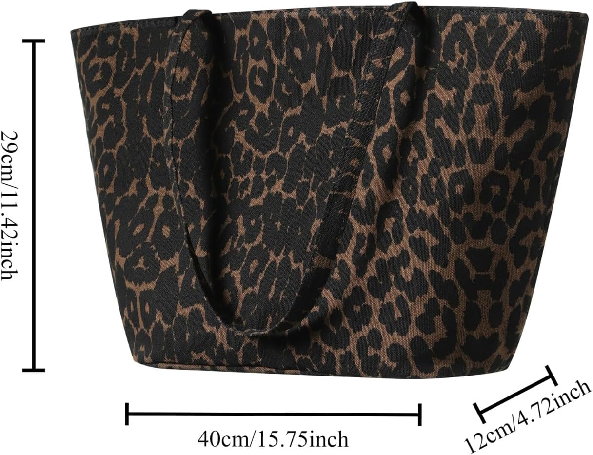 OCUH Oversized Leopard Prints Shoulder Bags for Women Deformable Canvas Large Capacity Shopping Totes (leopard,34 * 60 * 19 cm) - Image 7