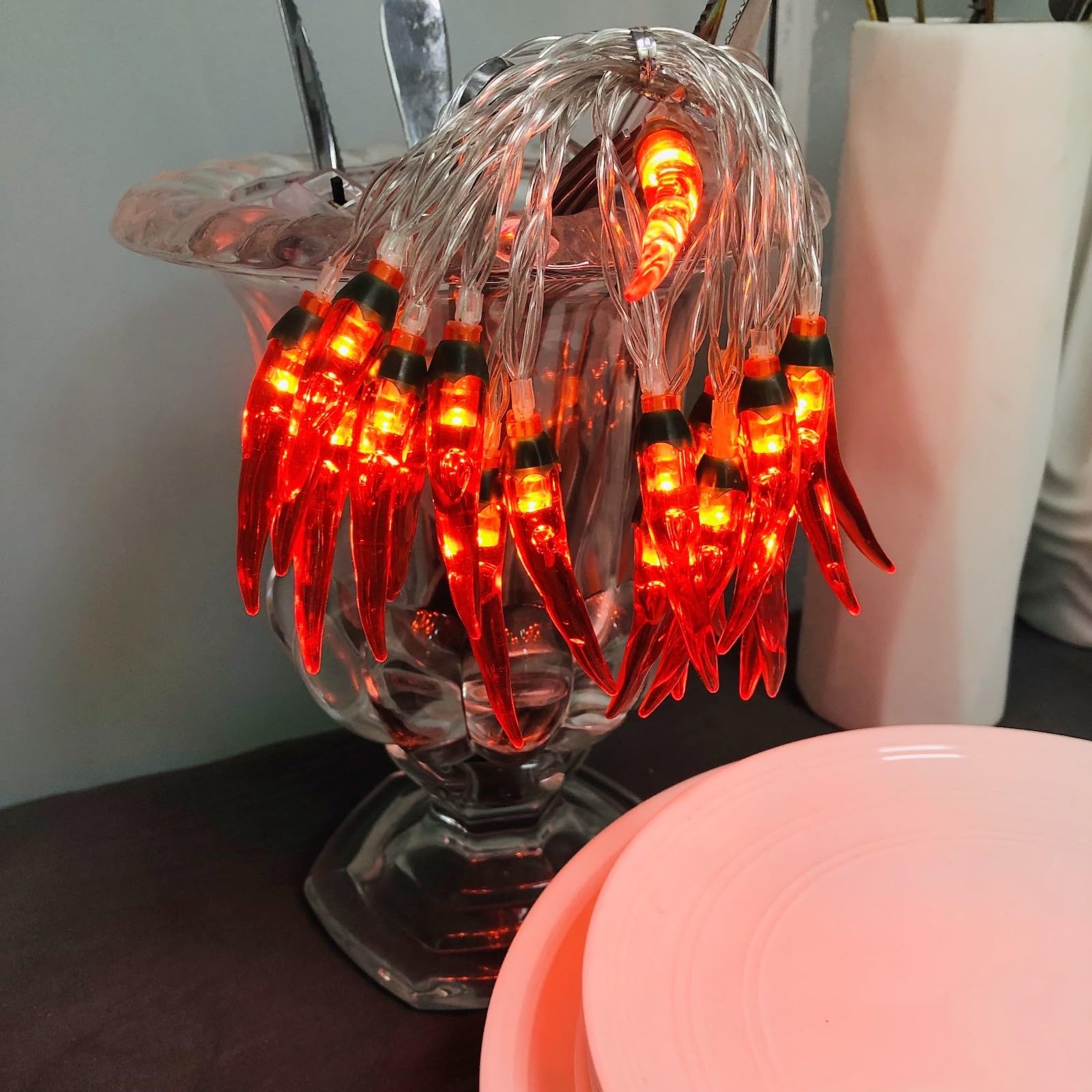 Riaxuebiy Chili String Lights 3m 20LED Red Chili Pepper Lights USB Powered Chili Decor Night Light for Party Garden Christmas Thanksgiving Day Decoration (Red Chili) - Image 2