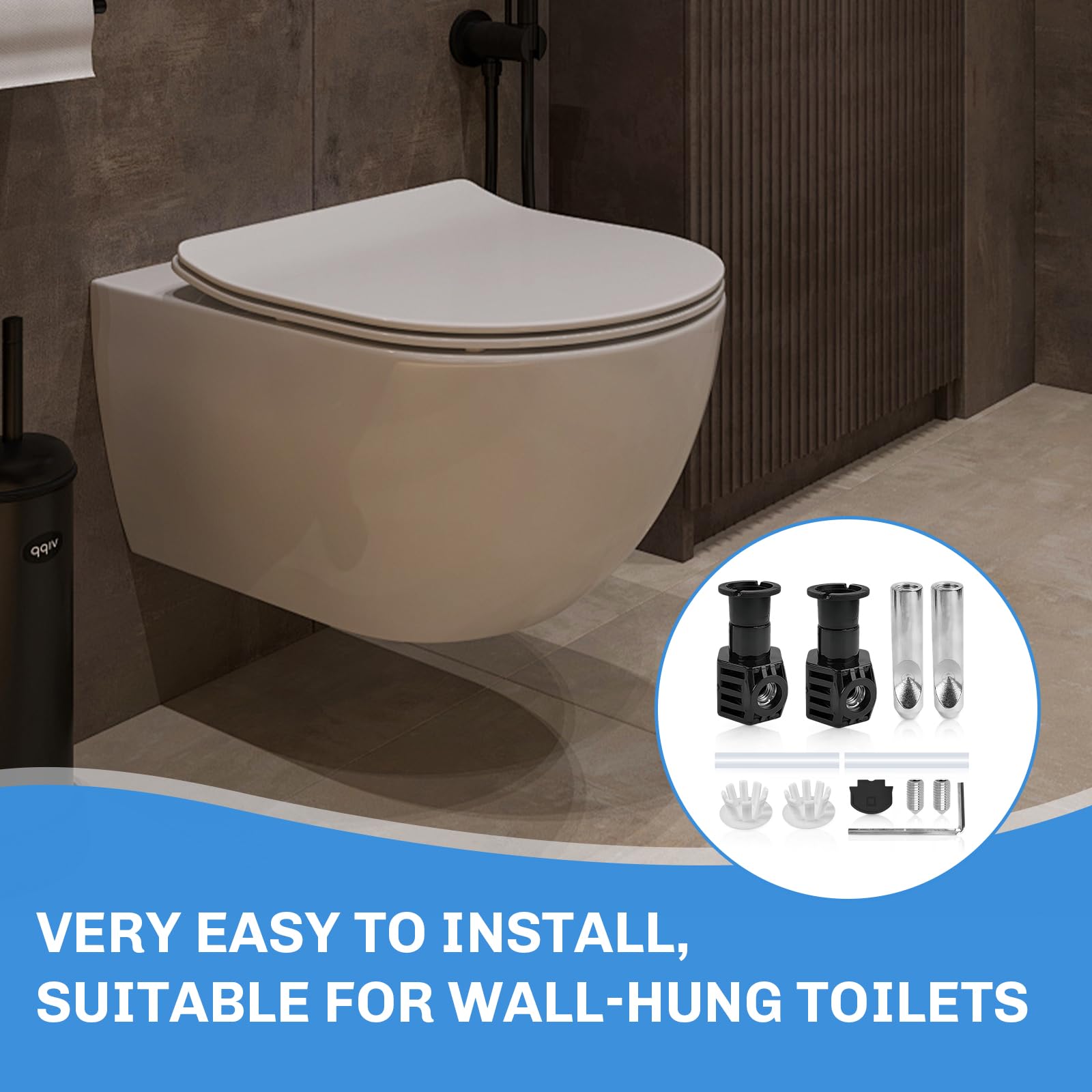 Set di Fissaggio per WC,Set di Viti di Fissaggio Universali per Sospesi,Set di Viti per Fissaggio WC Intelligente,Set di Fissaggio per Sospesi con Chiave,Adatto