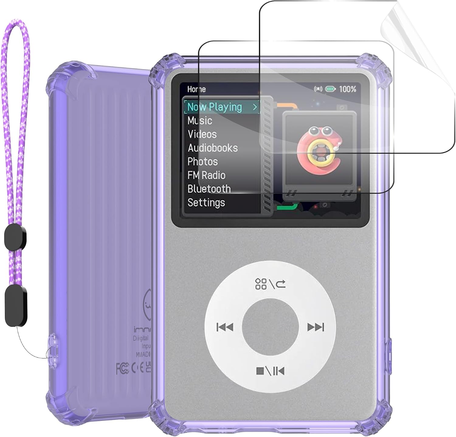 Clear Case for innioasis Y1 MP3 Player with Screen Protector & Lanyard
