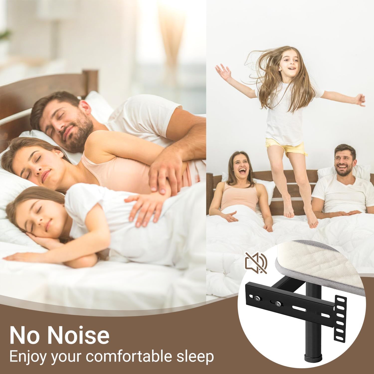 Adjustable Bed Headboard Brackets, Headboard Brackets for Metal Bed Frame, Bed Base with Footboard Extension Kit Fit for Twin/King/Queen/Full Size Bed