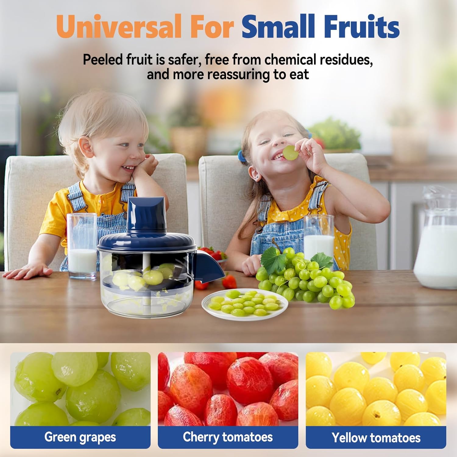 Quick Peel Pro Automatic Grape Peeler Machine,Electric Cordless Garlic & Cherry Tomato Skin Remover,Effortless Peeling Tool for Grapes, Plums, Small Potatoes – Effortless, Safe & Easy Clean – Blue