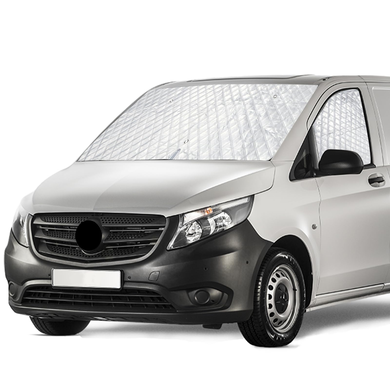 Osłona przeciwsłoneczna na szybę przednią dla Mercedes-Benz VITO III W447 2014-2022, tkanina Oxford 600D 100% blokująca światło, wodoodporna, odporna na UV/mróz (do wnętrza, Vito W447 2014-2022)
