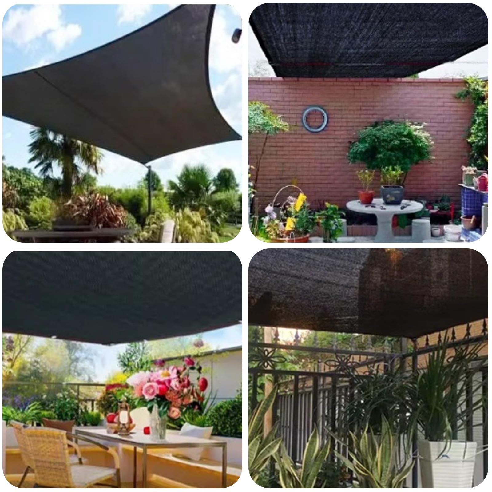 Tenda Parasole Rettangolare,Rete Ombreggiante da Giardino 3 x 6 m,Rete di Protezione Solare,Rete di Ombreggiatura con Occhielli,per Serra,Terrazzo,Piante,Pollaio
