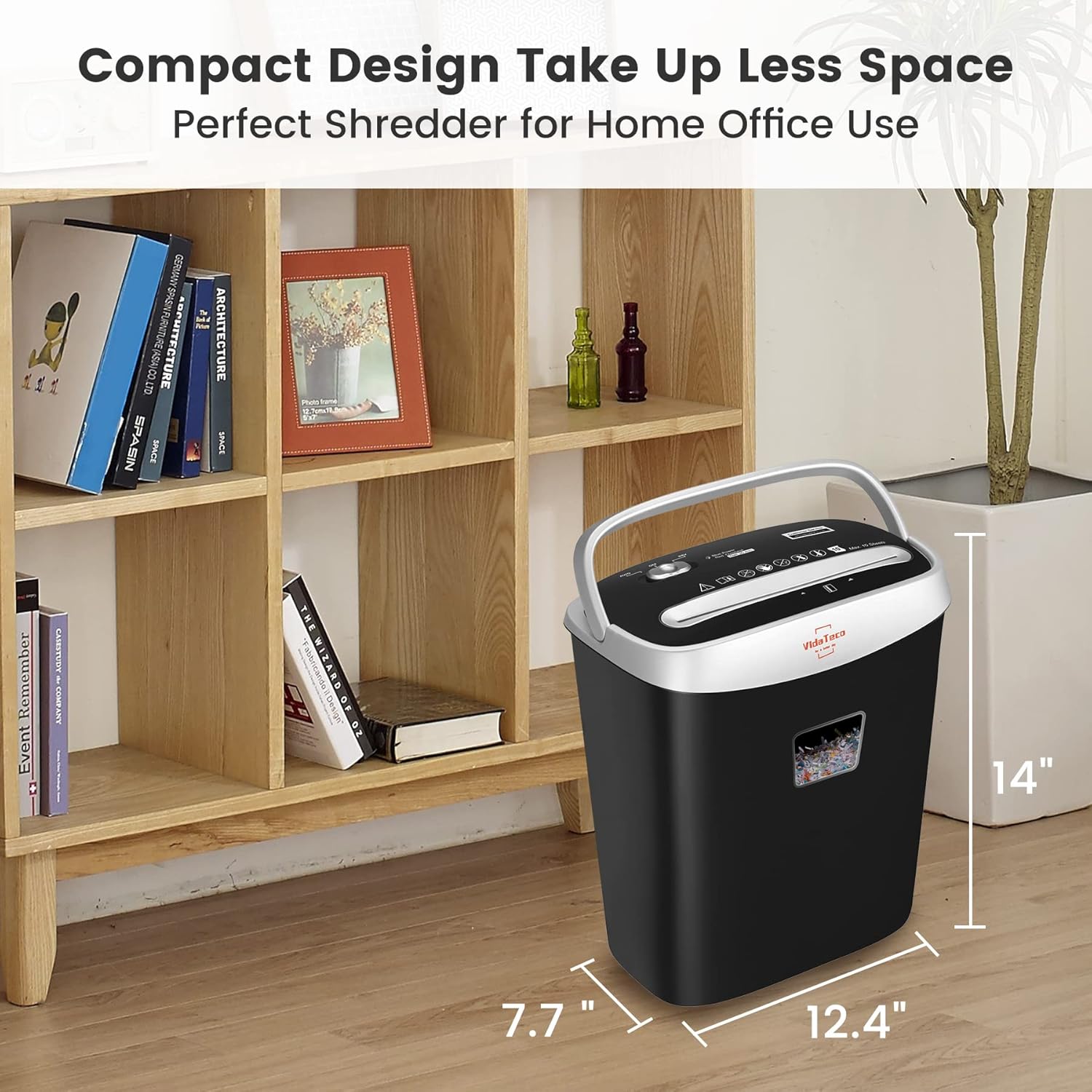 Paper Shredder for Home Office Heavy Duty with 60 Mins Running with US Patented Cutter,Shred CD/Card with Extra Large Bin,AUTO Jam Proof(ETL) (10-Sheet Micro-Cut)