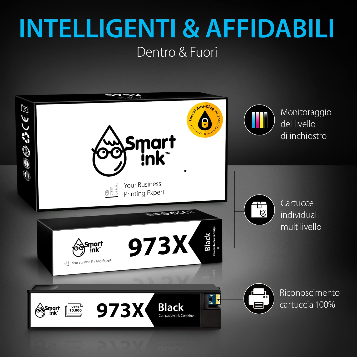 Smart Ink Cartuccia d'inchiostro Compatibile In sostituzione di HP 973X 973 (Nero 2 Multipack) per la ricarica delle stampanti PageWide Pro 477dw 577dw 452dw 477dn 452dn 577z 552dw P55250dw
